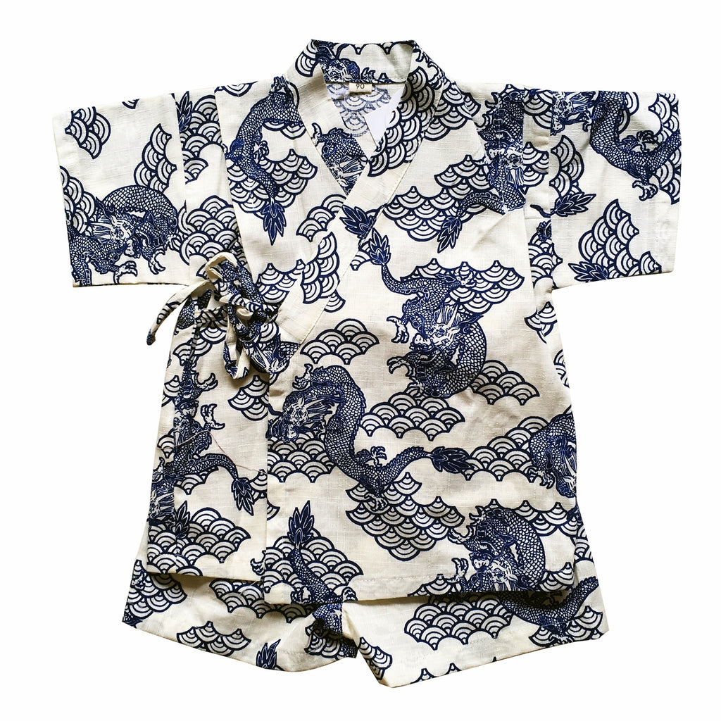 Okiddo Seikaiha and Dragon Boy Suit (Beige)