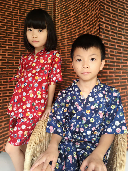 Okiddo Bronzing Uchiwa Boy/Girl Suit (Red)