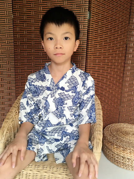 Okiddo Seikaiha and Dragon Boy Suit (Beige)