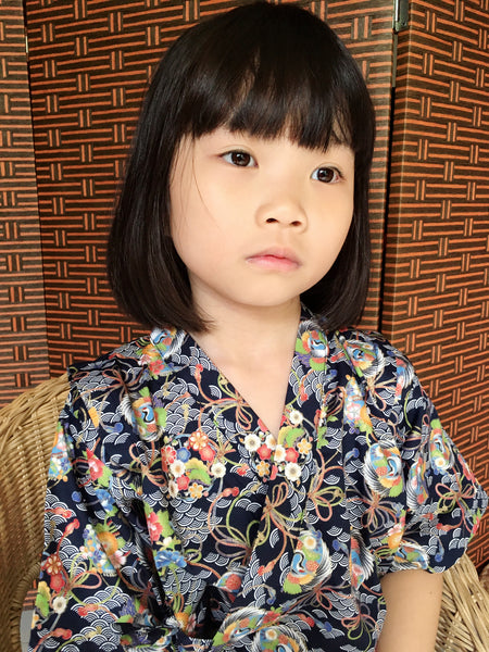 Okiddo Bronzing Round Crane Boy/Girl Suit (Blue)