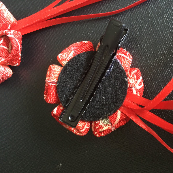 Okiddo Japanese Accessory Hair Clip - Sakura with bells (Red)