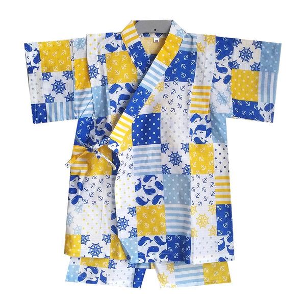 Okiddo Checkered Kujira Boy Suit (Blue)