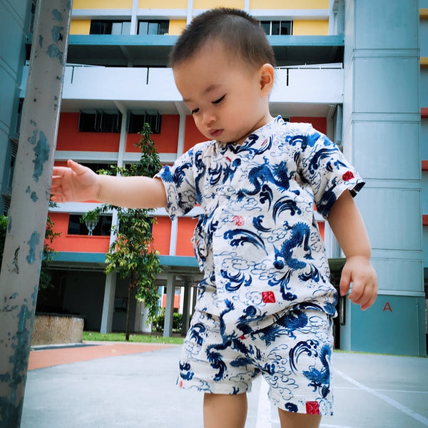 Okiddo Japanese Dragon Boy Suit (White)